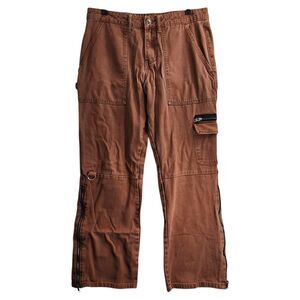 HOT TOPIC Pants Men 32 Brown CARPENTER ANKLE ZIPPER Pockets Casual Skater Grunge